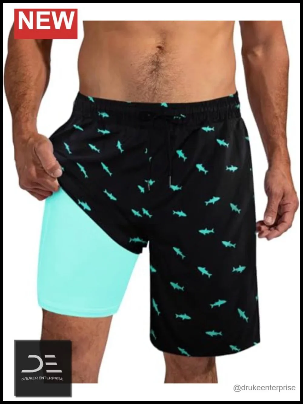 Men's 9 Inch Board Shorts with Compression Liner Quick Dry Swim Trunks